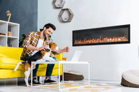 Napoleon Entice™ 60 Wall-Hanging Electric Fireplace — installed room view