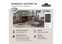 Napoleon Rosedale™ 2 Electric Fireplace Insert — product and configuration view
