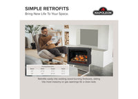 Napoleon fireplace series — manufacturer feature illustration. Model specifications are listed separately.
