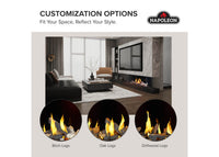 Napoleon fireplace series — manufacturer feature illustration. Model specifications are listed separately.