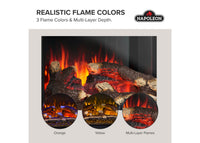 Napoleon fireplace series — manufacturer feature illustration. Model specifications are listed separately.