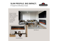 Napoleon fireplace series — manufacturer feature illustration. Model specifications are listed separately.