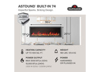 Napoleon Astound™ 74 Built-In Electric Fireplace — product and configuration view