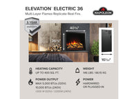 Napoleon Elevation™ Electric 36 Built-in Electric Fireplace — product and configuration view