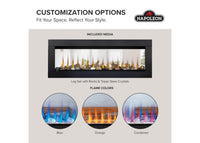 Napoleon fireplace series — manufacturer feature illustration. Model specifications are listed separately.