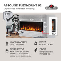 Napoleon Astound™ 62 FlexMount Electric Fireplace — product and configuration view