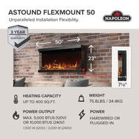 Napoleon Astound™ 50 FlexMount Electric Fireplace — product and configuration view