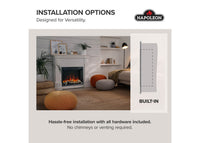 Napoleon fireplace series — manufacturer feature illustration. Model specifications are listed separately.