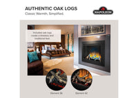 Napoleon fireplace series — manufacturer feature illustration. Model specifications are listed separately.