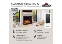 Napoleon Elevation™ X 42 Electric Fireplace with LCD Enhancement — product and configuration view