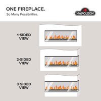 Napoleon fireplace series — manufacturer feature illustration. Model specifications are listed separately.