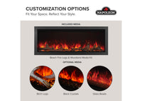 Napoleon fireplace series — manufacturer feature illustration. Model specifications are listed separately.