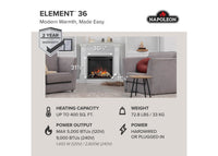 Napoleon Element™ 36 Built-in Electric Fireplace — product and configuration view