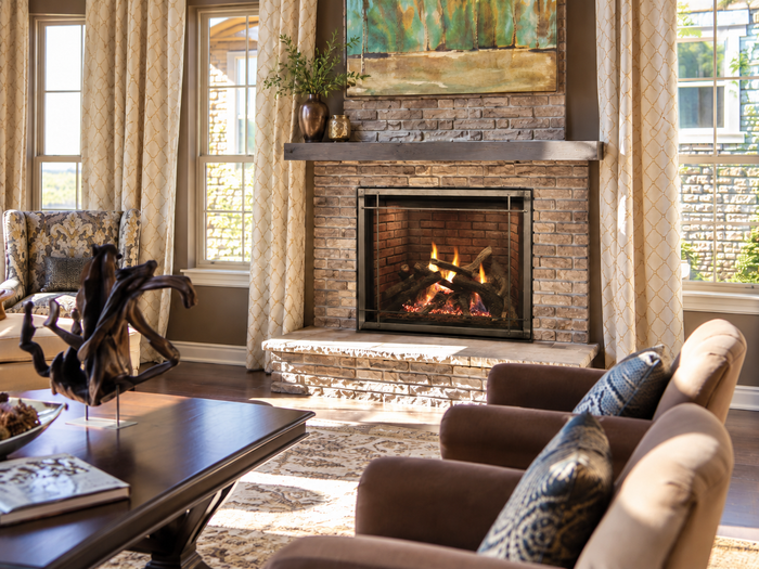 Empire Rushmore DVCT36CBP95 direct vent gas fireplace with traditional brick liner