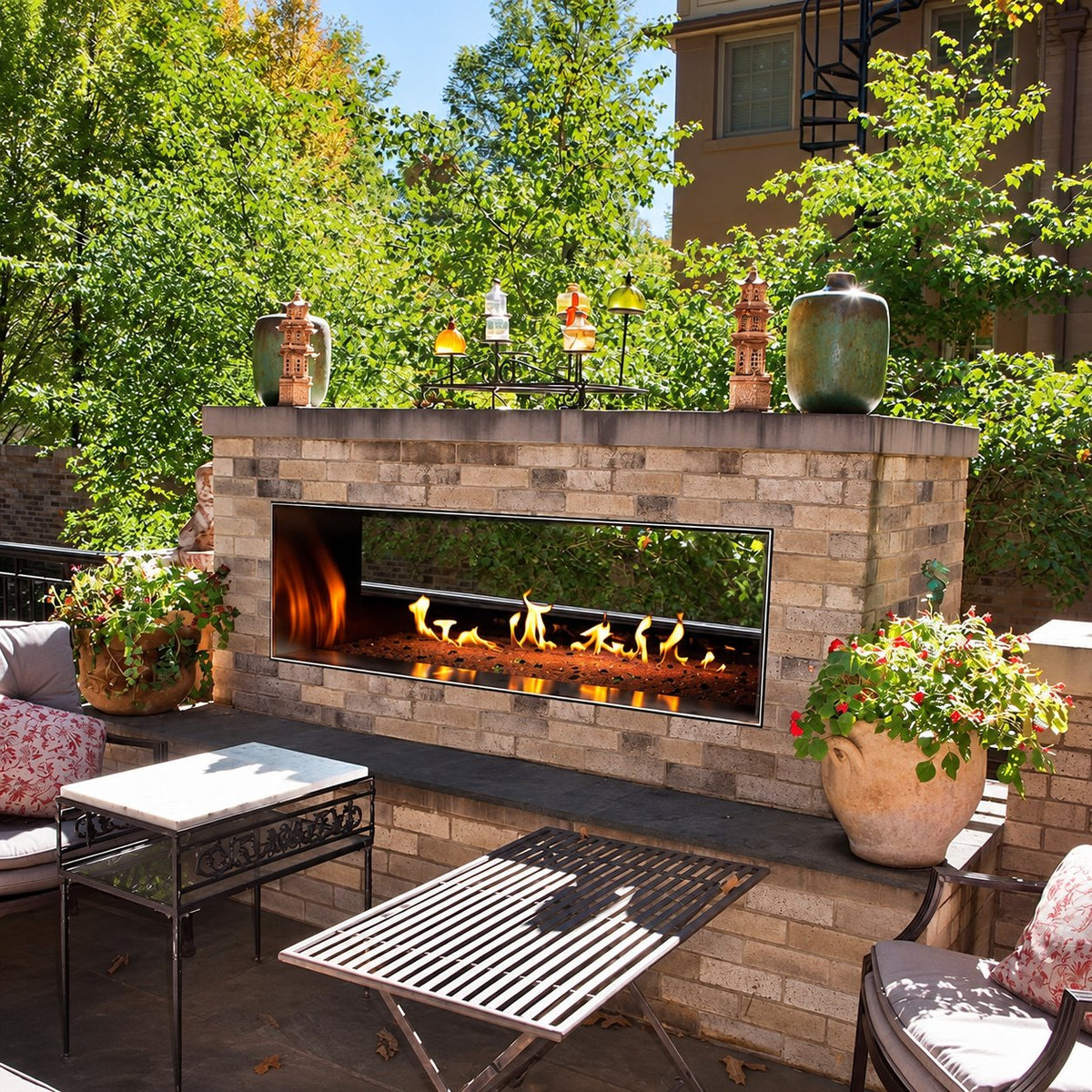 Carol Rose 60" Outdoor Linear See-Through Ventless Gas Fireplace OLL60SP12S