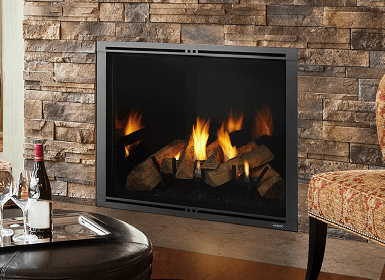 Majestic Marquis II 36" Direct Vent Natural Gas Fireplace MARQ36IN-B — manufacturer installation image; finishing options shown