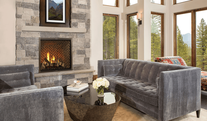 Majestic Marquis II 42" Direct Vent Natural Gas Fireplace MARQ42IN-B — manufacturer installation image; finishing options shown